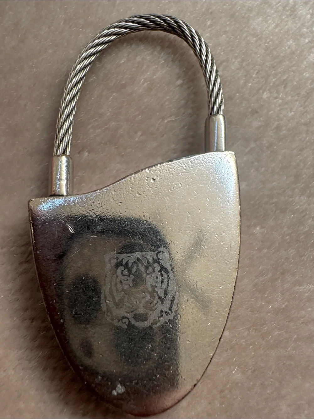 Silver stainless steel Keychain with Tiger Emblem